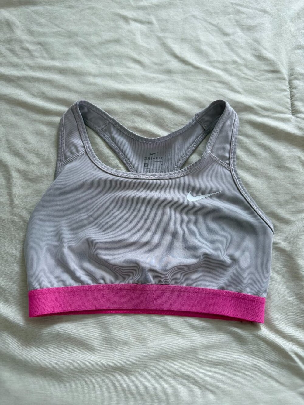 Womens Nike Sports Bra Dri-Fit Swoosh Medium Support Pink Logo SIZE-M